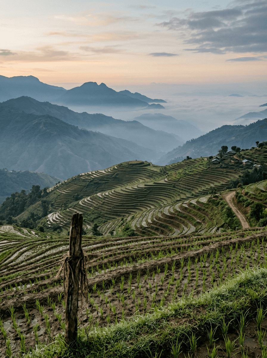 Terraced mountain landscape in Nagaland